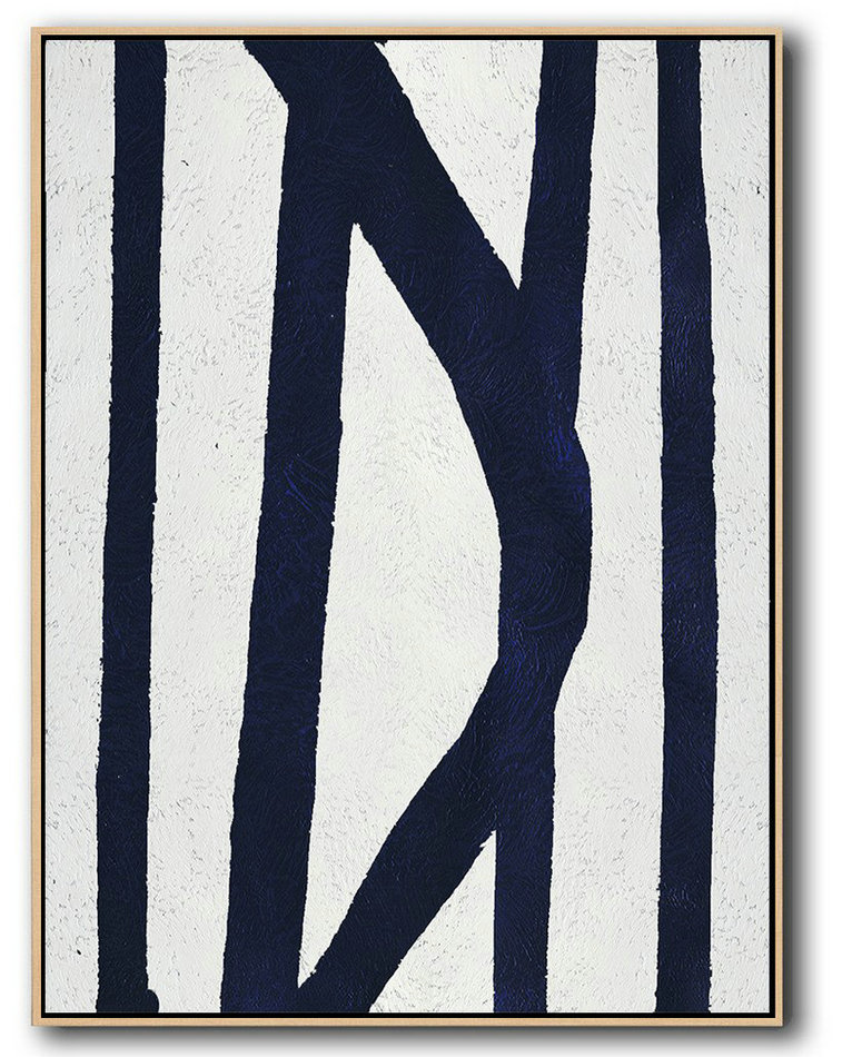 Buy Hand Painted Navy Blue Abstract Painting Online,Extra Large 72" Acrylic Painting #O7E0